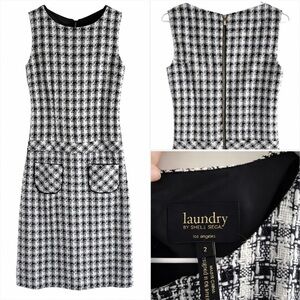 Laundry By Shelli Segal Monochrome Tweed Mini Dress